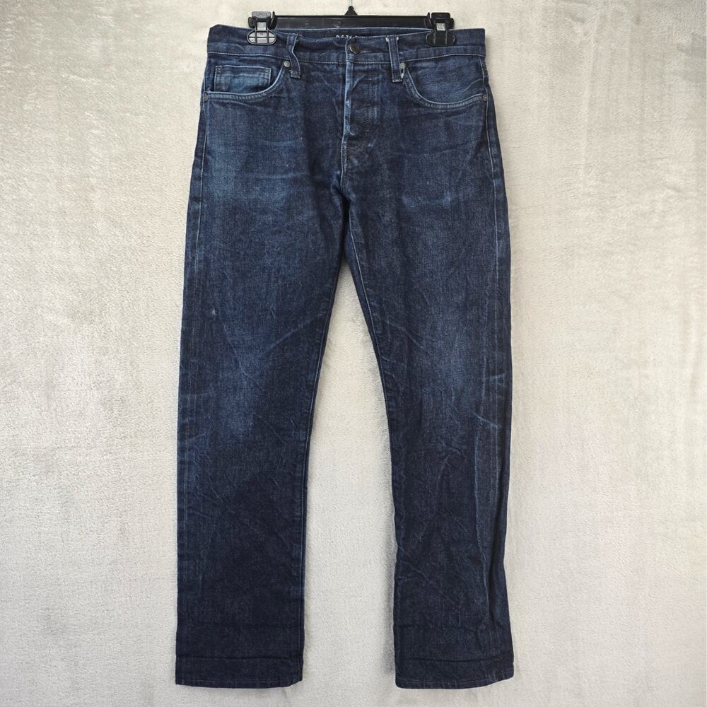 DSTLD Straight Selvedge Jeans Men's 31x29 Indigo Blue Dark Wash Button Fly